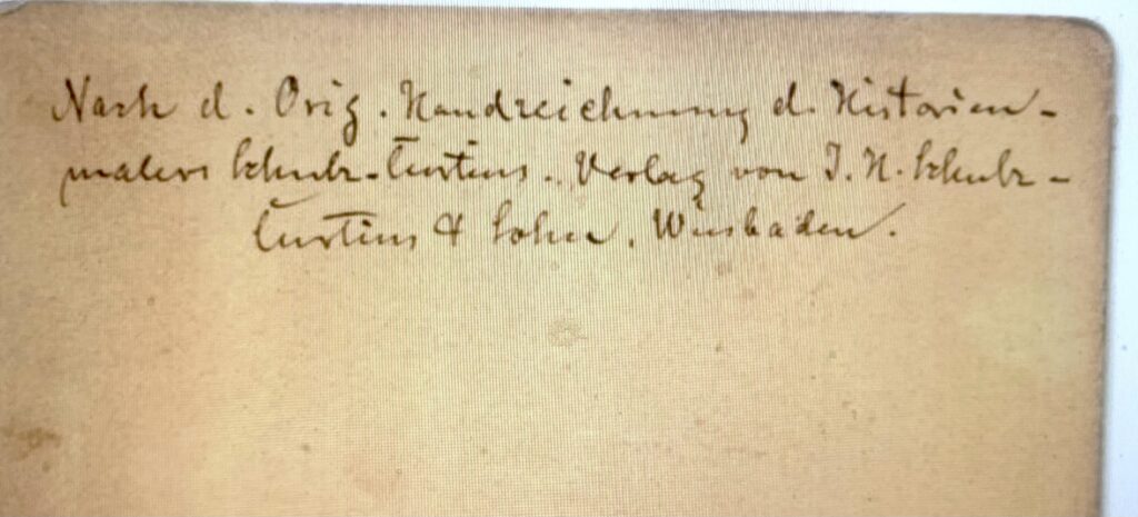 Inscription on the back of the Eduard Hummel postcard: "After the sketch of a picture of the historian-painter Schulz-Curtius. Published by J.N. Schulz- / Curtius & Son. Wiesbaden."(I would like to thank Dr. Julia Ronge, Beethoven-Haus, for assisting with these transcriptions.)